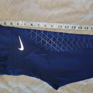 Womens Nike Deep Blue Sports Shorts with grey Logo